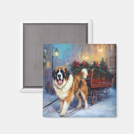 St. Bernard Weihnachtsfeiertag Magnet (Vorderseite/Rückseite)