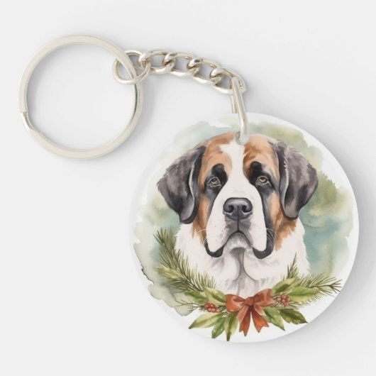 St. Bernard Weihnachtsfeiertag Schlüsselanhänger (Vorderseite)