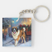 St. Bernard Weihnachtsfeiertag Schlüsselanhänger (Rückseite)