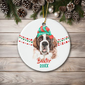 St Bernard Weihnachtsmannmütze Holiday String Bead Keramik Ornament