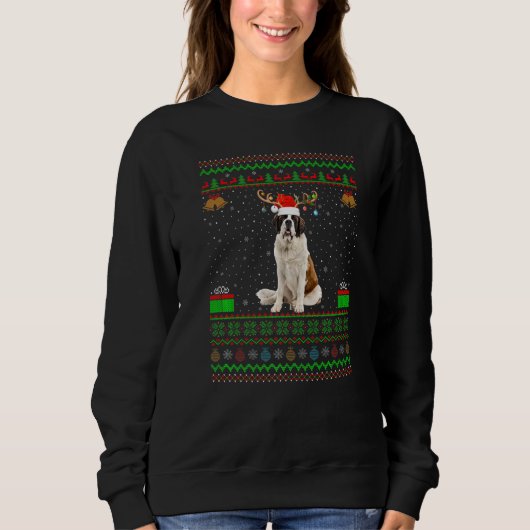 St Bernard Weihnachtsmannmütze Matching Ugly Saint Sweatshirt (Vorderseite)