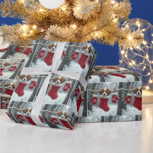St. Bernard Welpe zu Weihnachten Strumpf Geschenkpapier