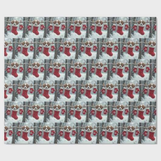 St. Bernard Welpe zu Weihnachten Strumpf Geschenkpapier (Flach)