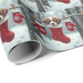 St. Bernard Welpe zu Weihnachten Strumpf Geschenkpapier (Rolleneckpunkt)