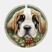 St. Bernard Welppy's First Christmas Ornament Aus Metall (Rückseite)