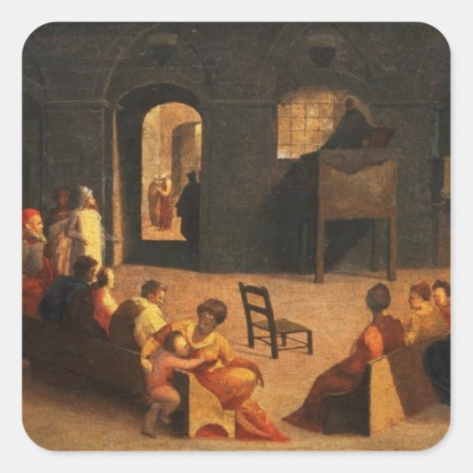 St. Bernardino Siena Preaching Quadratischer Aufkleber (Vorderseite)