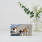 St.Bernards auf den Beach Business Cards Visitenkarte (Stehend Vorderseite)