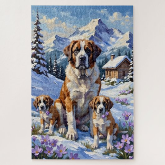 St. Bernhard Alpen-Krokus-Kunst Puzzle (Vertikal)