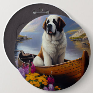 St. Bernhard auf einem Paddel: Ein landschaftliche Button