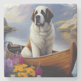 St. Bernhard auf einem Paddel: Ein landschaftliche Steinuntersetzer