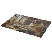 St. Bernhard beim Kochen in der Küche Schneidebrett (Ecke)