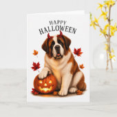 St. Bernhard-Halloween-Teufelshund Karte (Gelbe Blume)