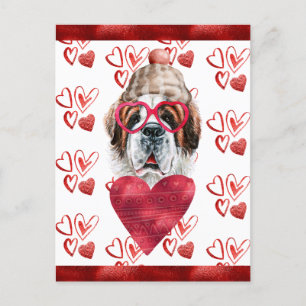 St. Bernhard Herzen Hunde Liebhaber Valentinstag G Feiertagspostkarte