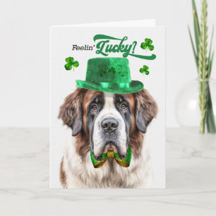 St. Bernhard Hund fühlt sich am St. Patrick's Day  Feiertagskarte