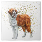 St. Bernhard Hund Gold Konfetti Fliese (Vorderseite)
