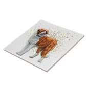 St. Bernhard Hund Gold Konfetti Fliese (Seite)