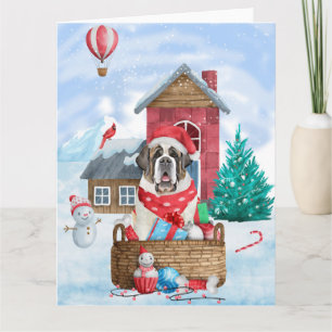 St.-Bernhard-Hund im Schnee Weihnachts-Hundehütte  Karte