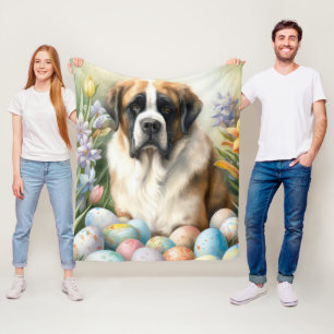 St. Bernhard Hund mit Ostereiern Feiertag Fleecedecke