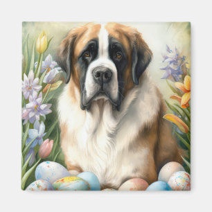 St. Bernhard Hund mit Ostereiern Feiertag  Magnet