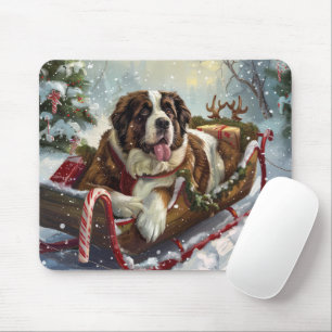 St. Bernhard Hund Weihnachten Festlich Mousepad