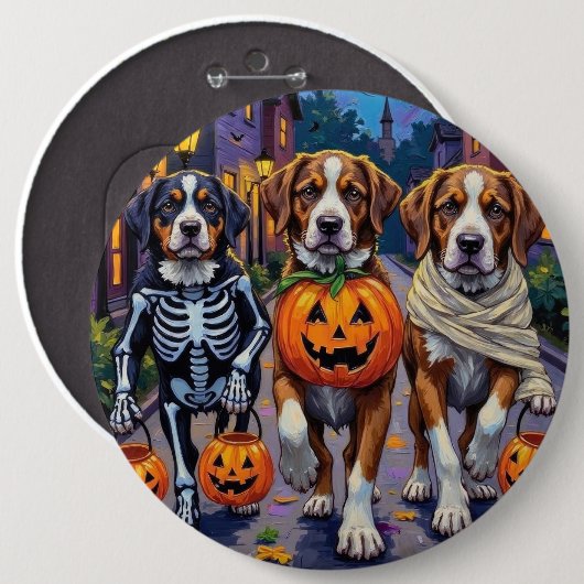 St.-Bernhard-Hunde in Halloween-Kostümen Button (Vorne & Hinten)