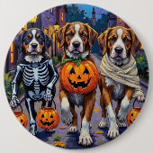 St.-Bernhard-Hunde in Halloween-Kostümen Button (Vorderseite)