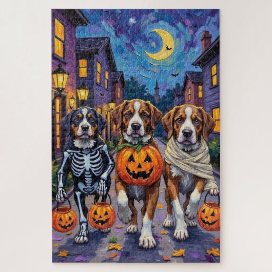 St.-Bernhard-Hunde in Halloween-Kostümen Puzzle (Vertikal)