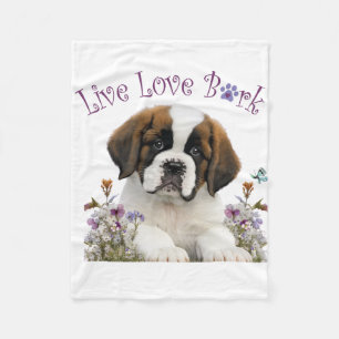 St. Bernhard Hundemama Blumen Fleecedecke
