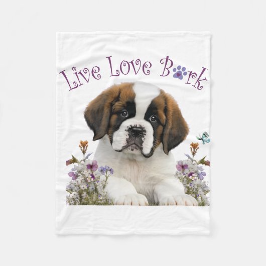St. Bernhard Hundemama Blumen Fleecedecke (Vorderseite)