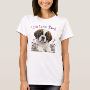 St. Bernhard Hundemama Blumenmuster T-Shirt