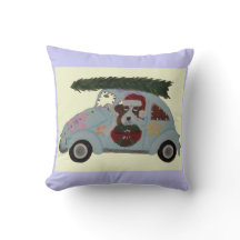 St. Bernhard in Hippie-Auto zu Weihnachten