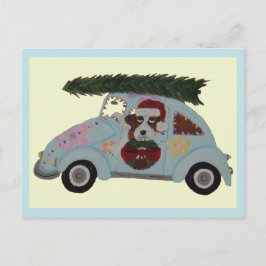 St. Bernhard in Hippie-Auto zu Weihnachten Postkarte