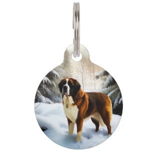 St. Bernhard Lass es schneien Weihnachten Haustiermarke