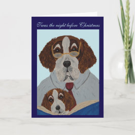 St. Bernhard liest Weihnachtsgeschichte einem Welp Karte