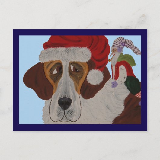 St. Bernhard mit einem Elf Postkarte (Vorderseite)
