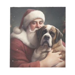 St. Bernhard mit Weihnachtsmann Festive Weihnachte Notizblock