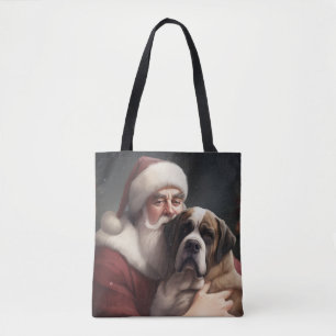 St. Bernhard mit Weihnachtsmann Festliches Weihnac Tasche