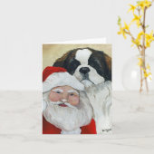 St. Bernhard & Santa-Hund-Kunst-Weihnachtsgrußkart Karte (Gelbe Blume)