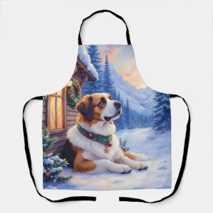 St. Bernhard Schneeburg Lodge Weihnachtshund Schürze