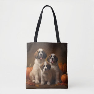 St. Bernhard Welpe Herbstfreude Kürbis Tasche