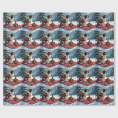 St. Bernhard Winter-Picknick-Weihnachtsbild Geschenkpapier (Flach)
