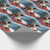 St. Bernhard Winter-Picknick Weihnachtsmalerei Geschenkpapier (Ecke)