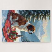 St. Bernhard Winterpicknick Weihnachtsmalerei Puzzle (Horizontal)