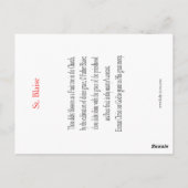 St. Blaise Prayer Card Postkarte (Rückseite)