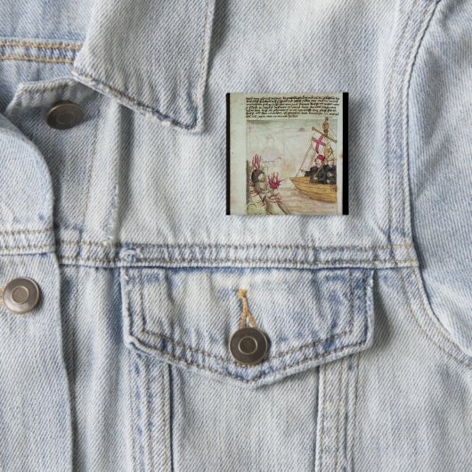 St. Brendan in seinem Schiff Button (Beispiel)