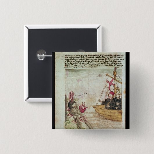 St. Brendan in seinem Schiff Button (Vorne & Hinten)