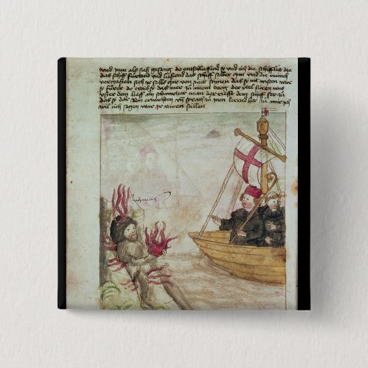 St. Brendan in seinem Schiff Button (Vorderseite)