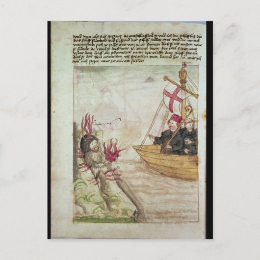 St. Brendan in seinem Schiff Postkarte (Vorderseite)