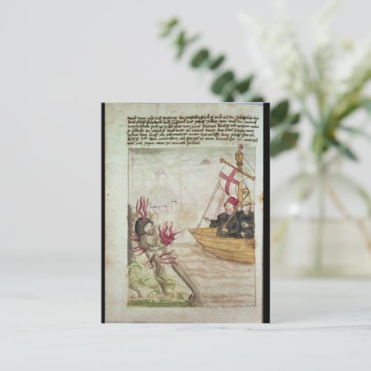 St. Brendan in seinem Schiff Postkarte (Stehend Vorderseite)