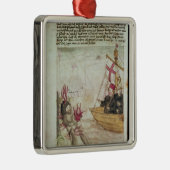 St. Brendan in seinem Schiff Silbernes Ornament (Rechts)